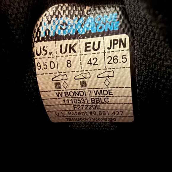 Hoka One One Bondi 7 Wide Women's 9.5 D(wide) Black Running Sneakers Shoes - Picture 13 of 13